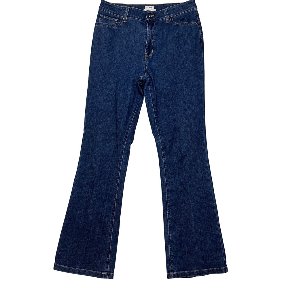 LL Bean Jeans Womens 10 Blue Classic Fit Bootcut Stretch Denim 504930 Dark Wash